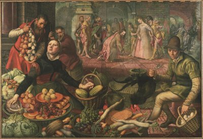 Cristo y la mujer sorprendida en adulterio, c.1570 de Pieter Aertsen